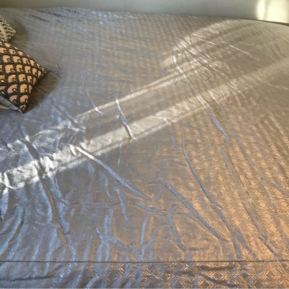 West Elm Silver Velvet Luster Metallic Ogee Duvet Cover - Picture 5 of 14